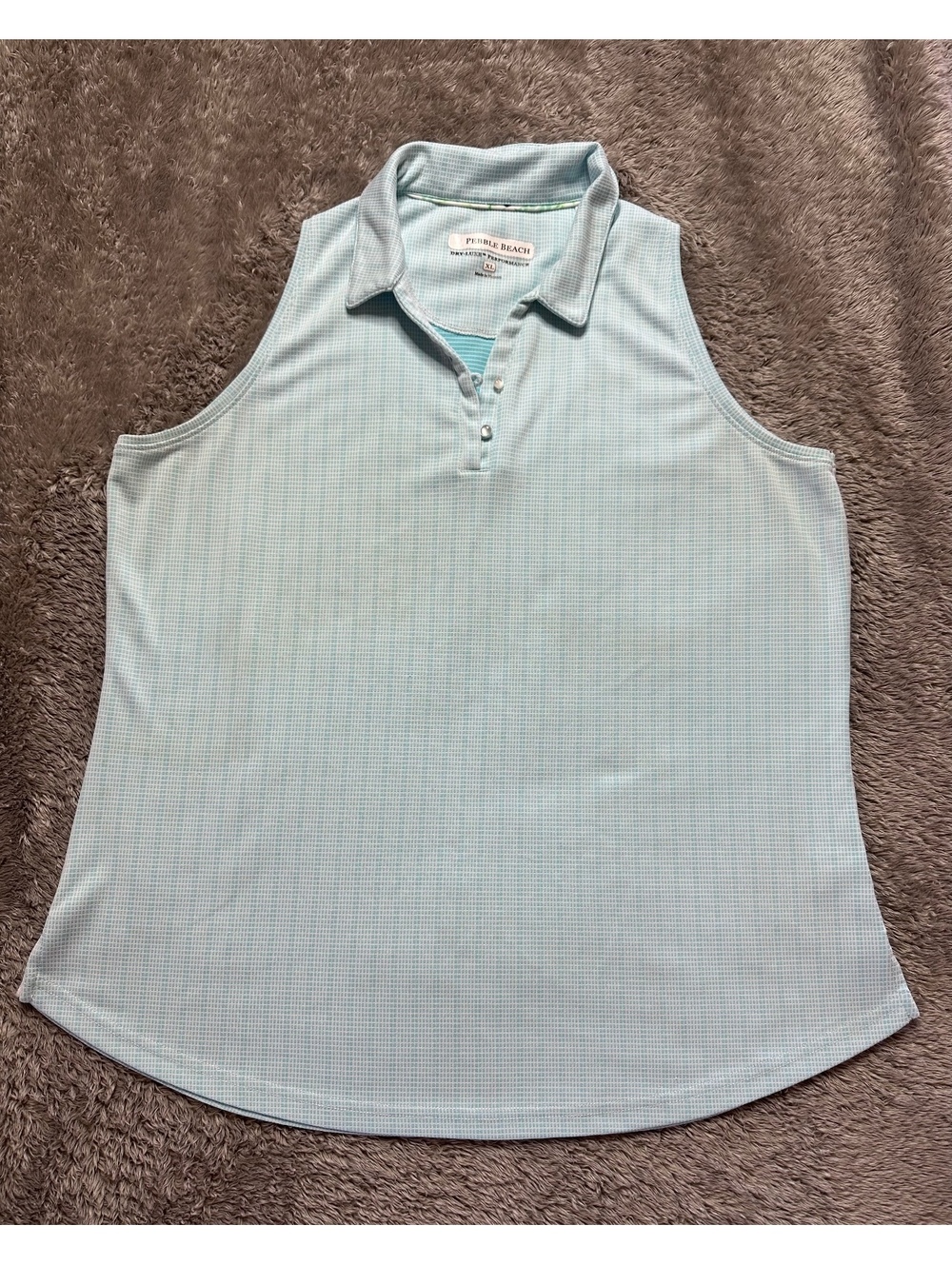 Pebble Beach Women's XL Dry-Luxe Sleeveless Golf Top – Mint Green Checked